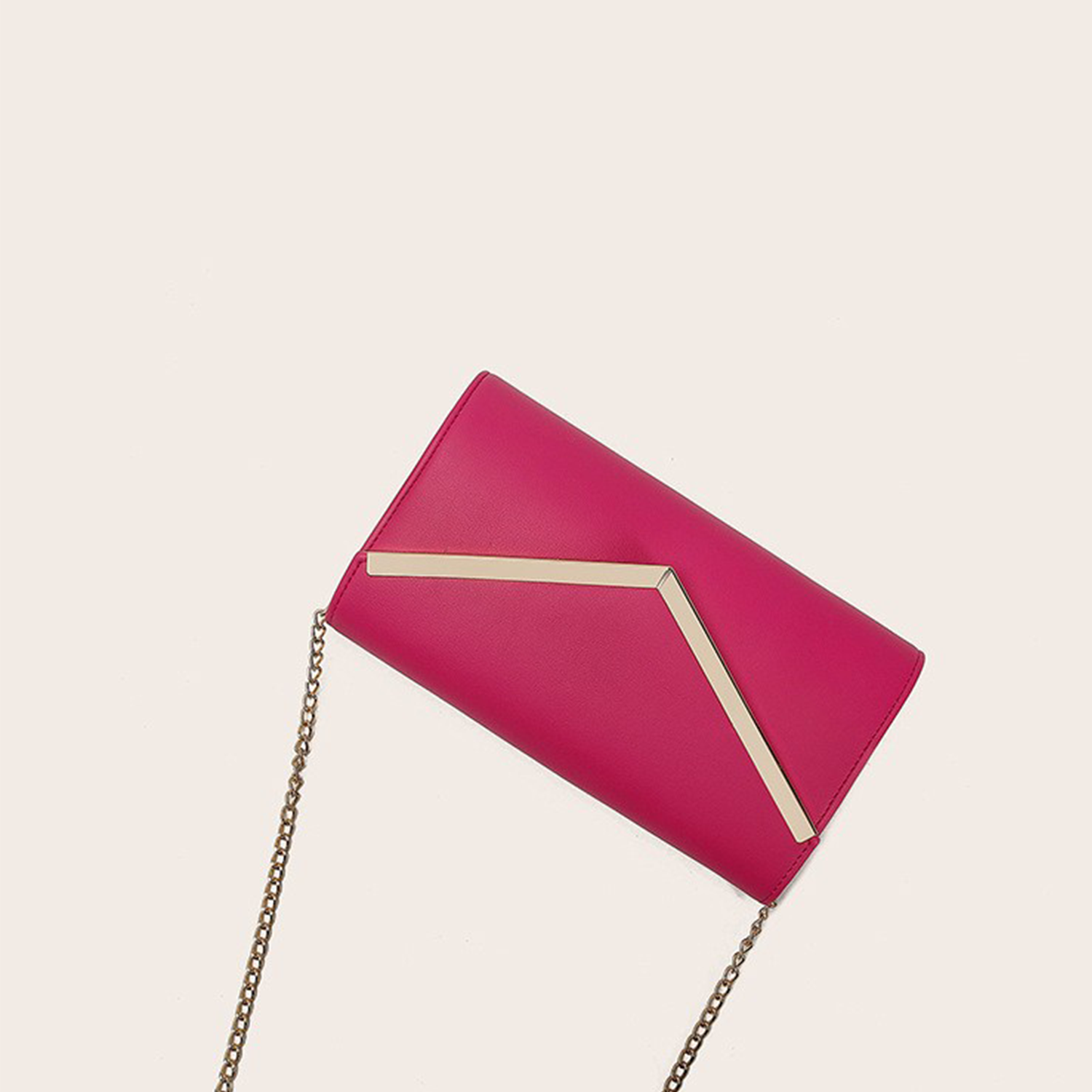 PU Leather Envelope Hardware Chain Diagonal Crossbody Bag 6