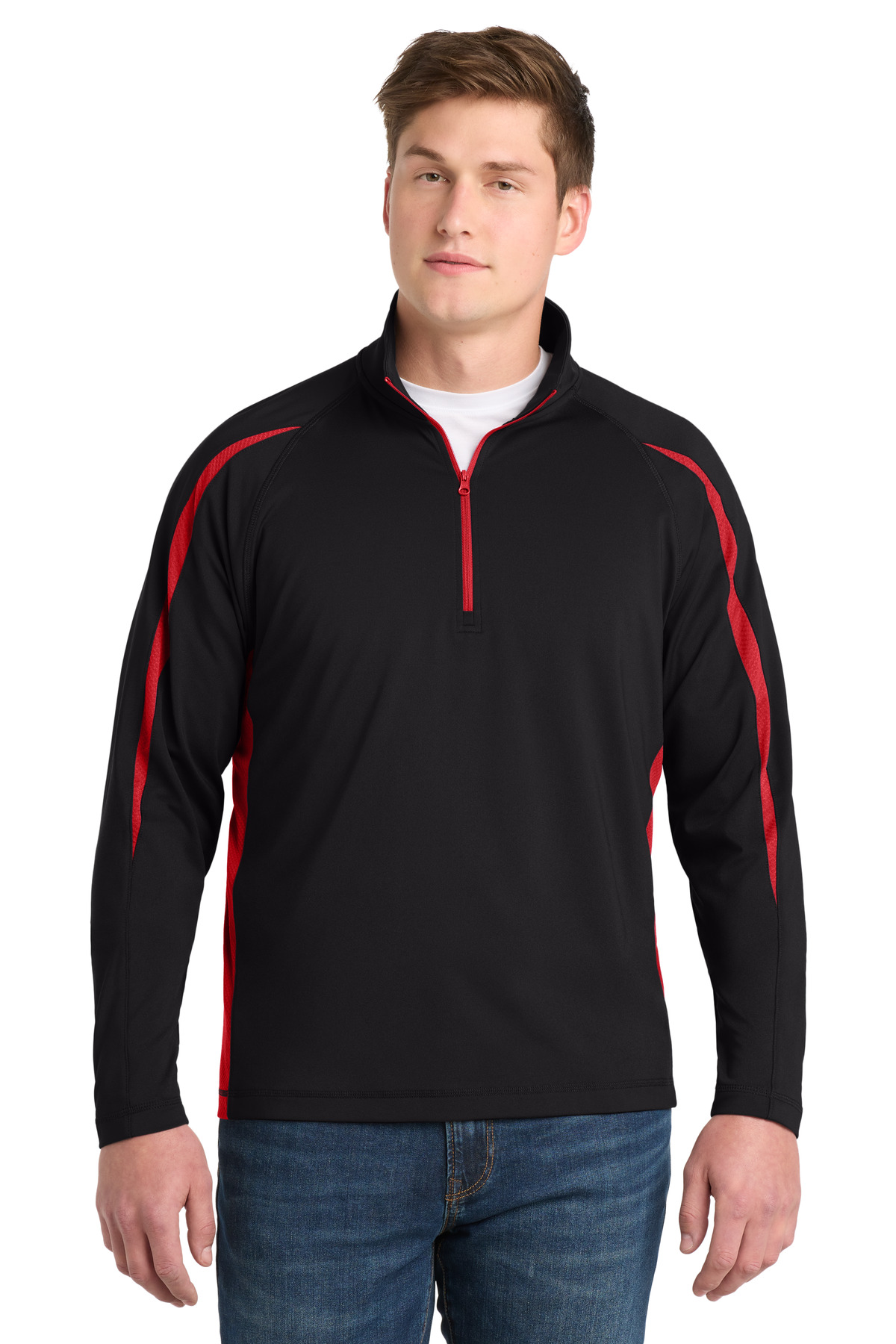 Sport-Tek Sport-Wick Stretch 1/4-Zip Colorblock Pullover. ST851, custom hoodie or sweatshirt with logo imprint 20