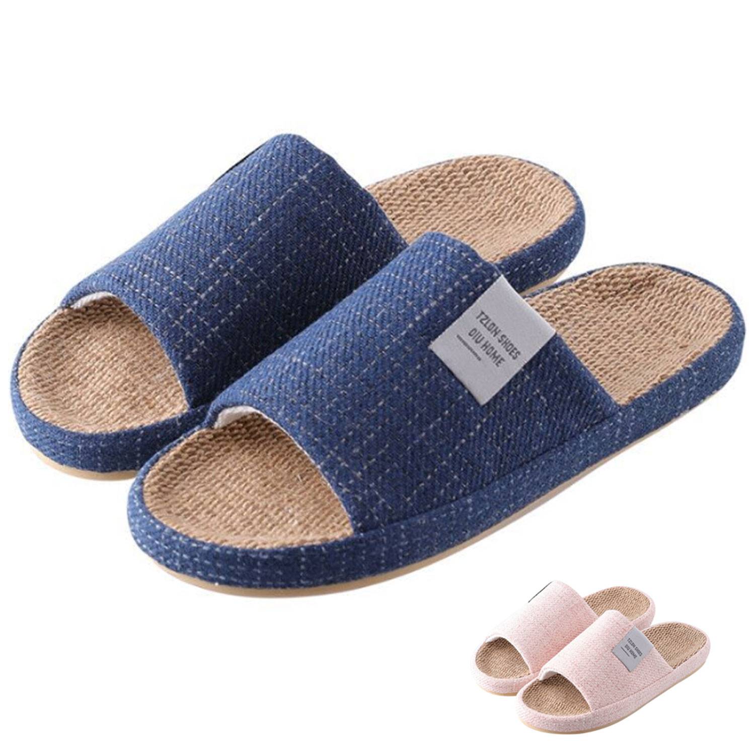Unisex Anti-Slip Breathable Indoor Linen Slippers 12