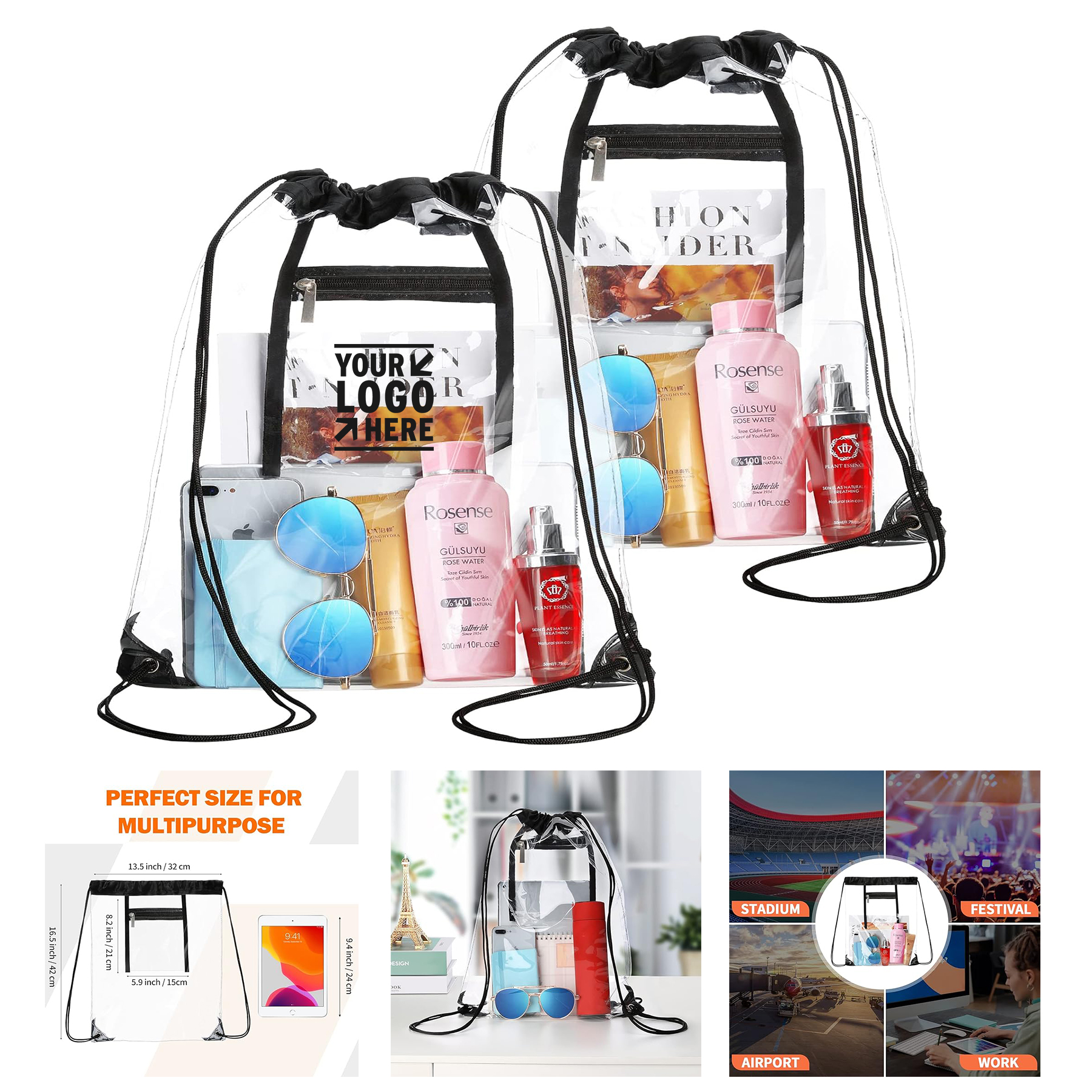 Clear Drawstring Bag