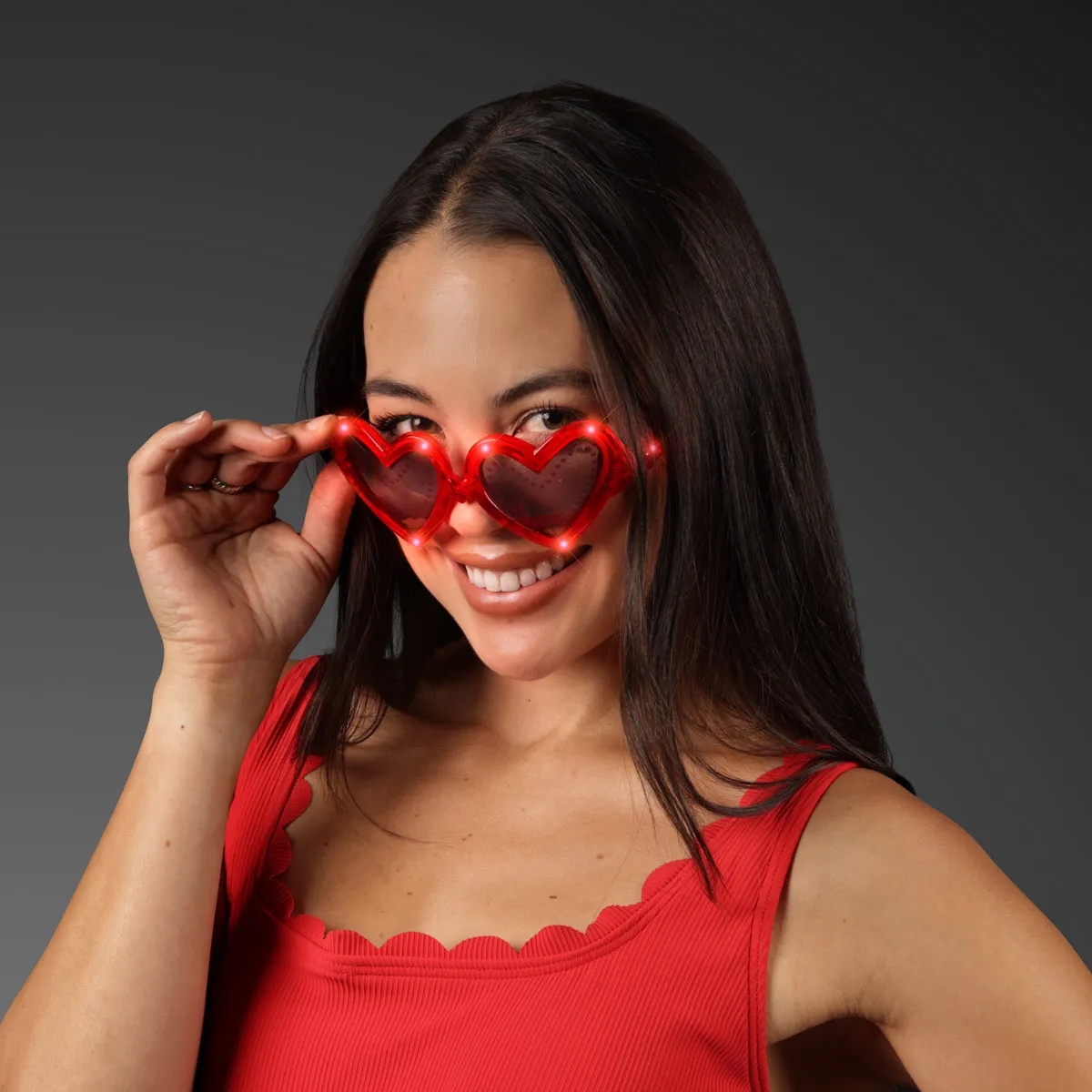 Flashing Heart Shaped Red Light Up Sunglasses 4
