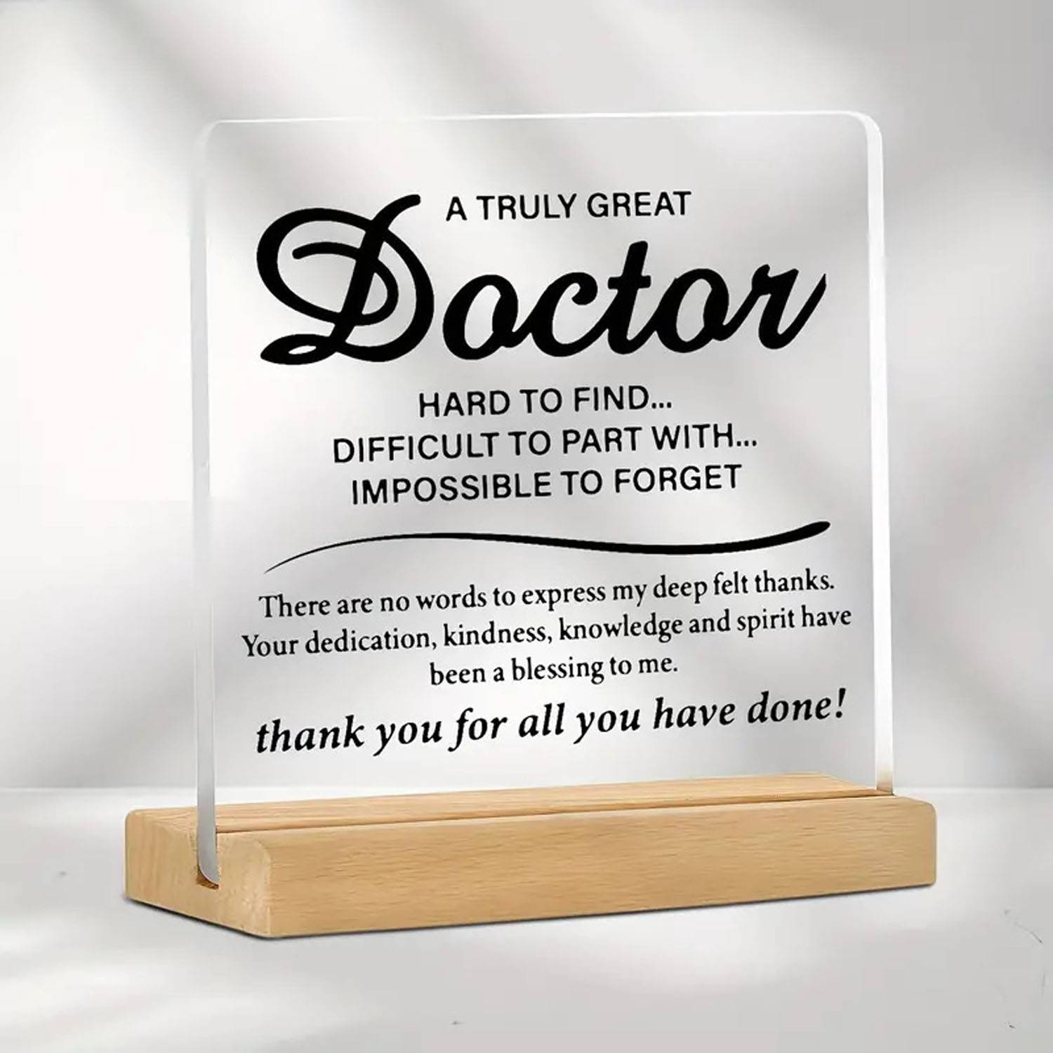 Sturdy Wooden Base Clear Acrylic Desk Sign 5