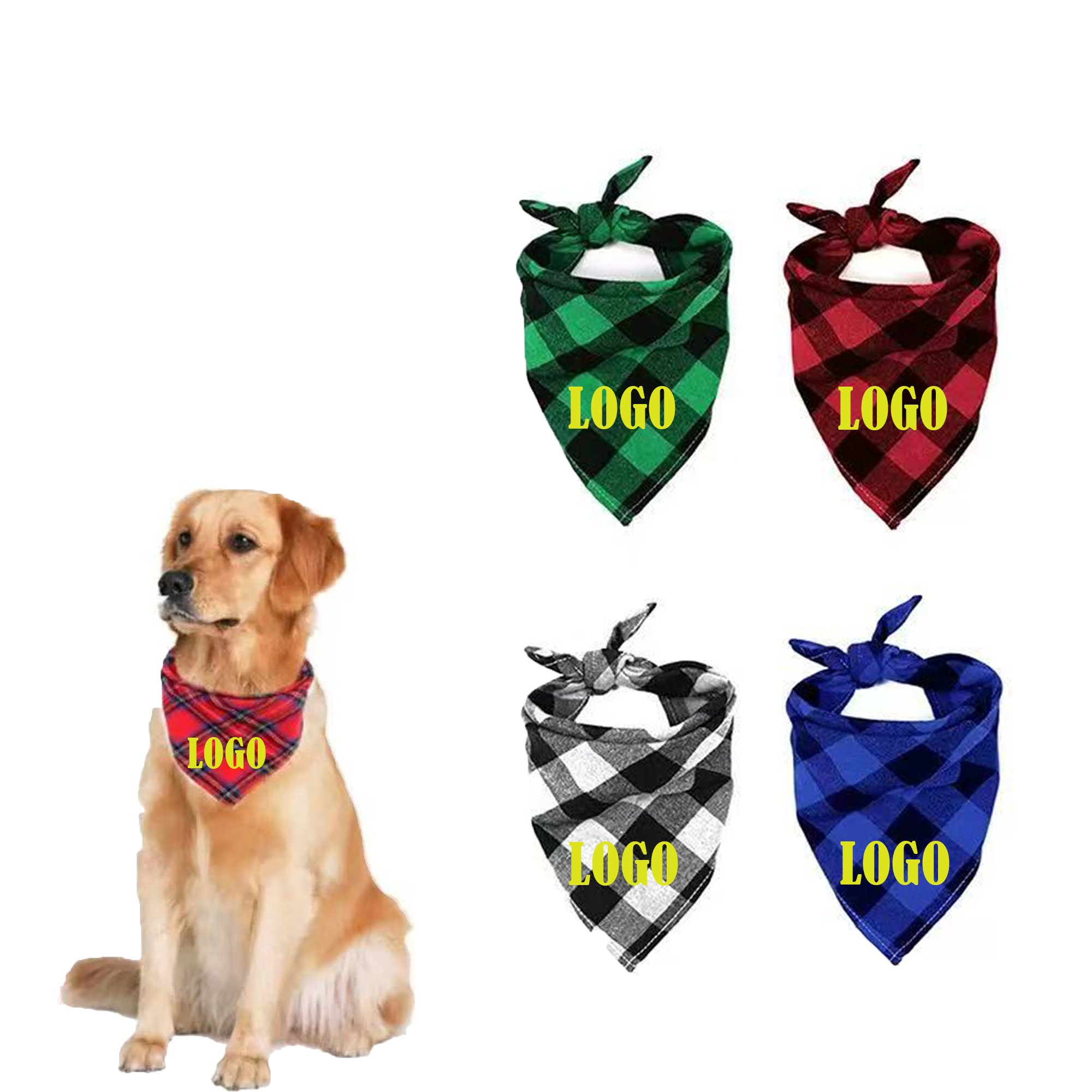 Cute Summer Plaid Dog Bandana 2