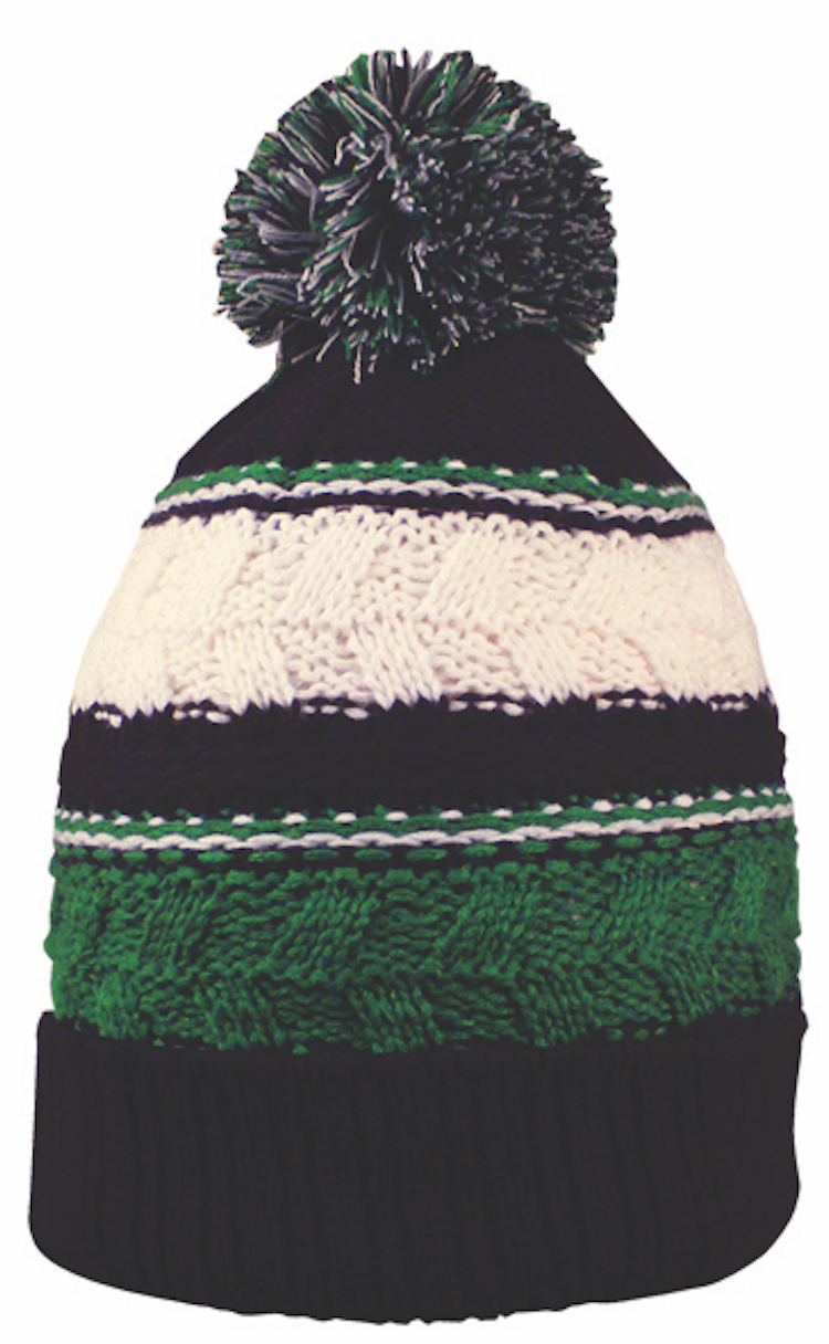 Striped Team Pom Beanie 9