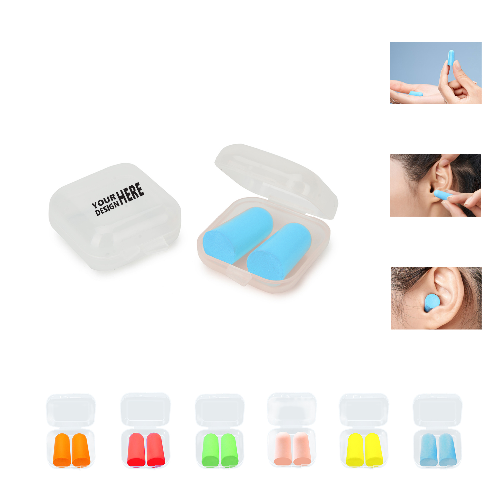 Portable Foam Ear Plugs in Square Case 2
