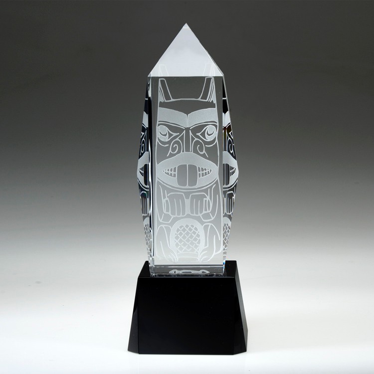 10" Liberty Obelisk Crystal Award w/Base 1