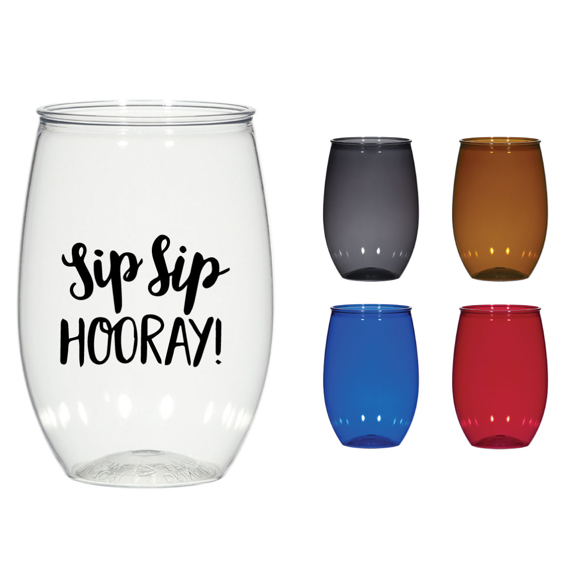 16 oz. Stemless Plastic Wine Glass 2