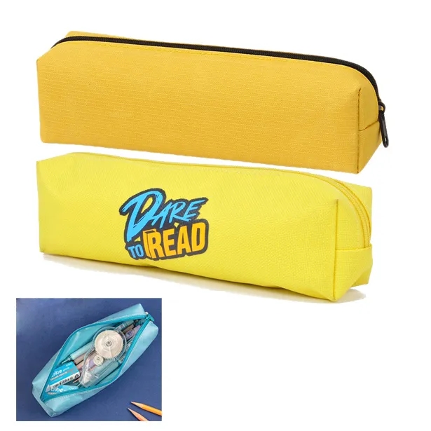 Pencil Bag With Zipper Closure, custom drawstring bag with logo imprint 3