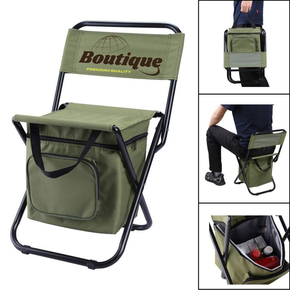 High Quality Folding Camping Chair W/ Insulated Cooler Bags 2