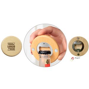 Stylish Round Wooden Bottle Opener With Magnet 10