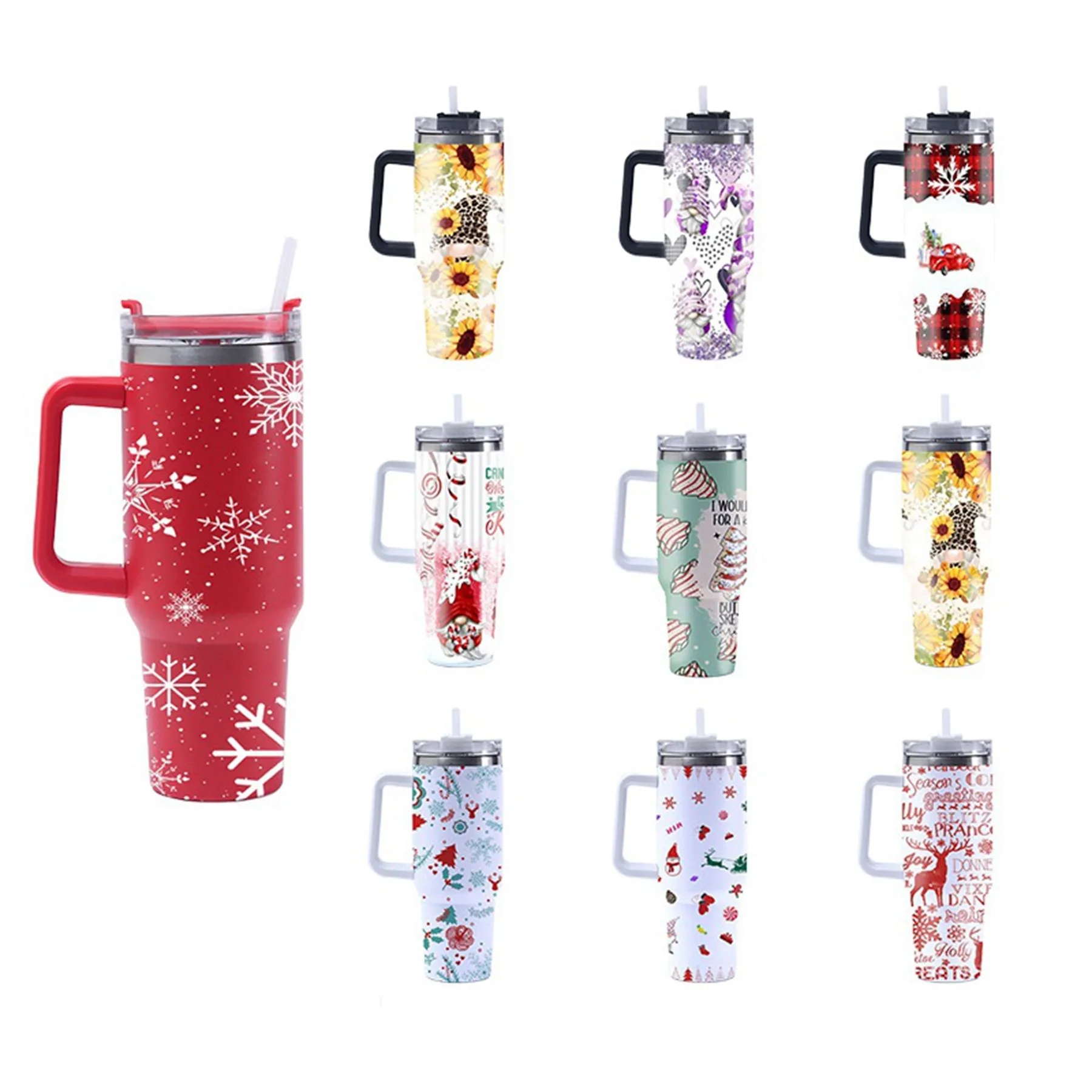 40 Oz. Christmas Theme Vacuum Tumbler with Lid and Straw 2