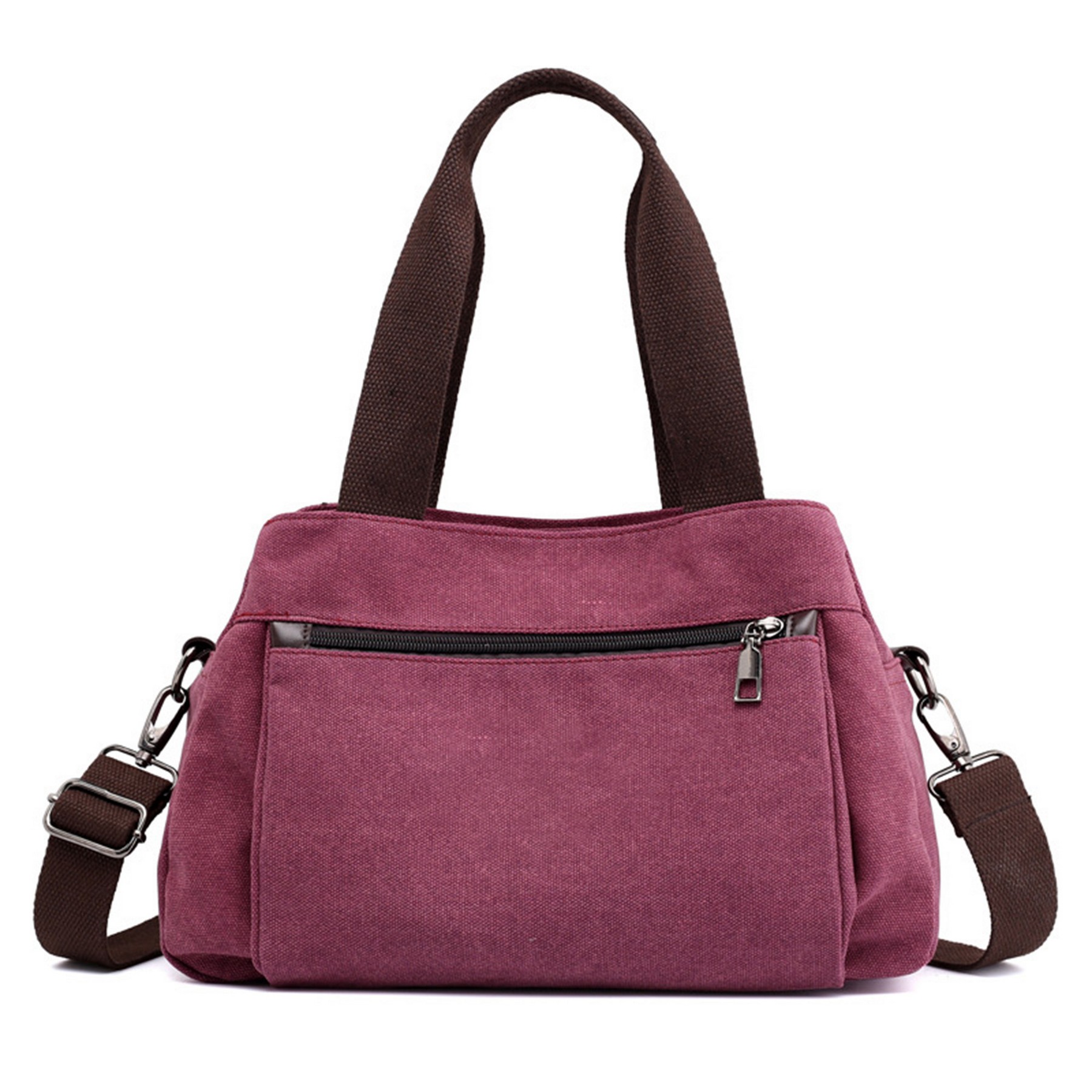 Zippered Canvas Tote Bag With Shoulder Strap 2