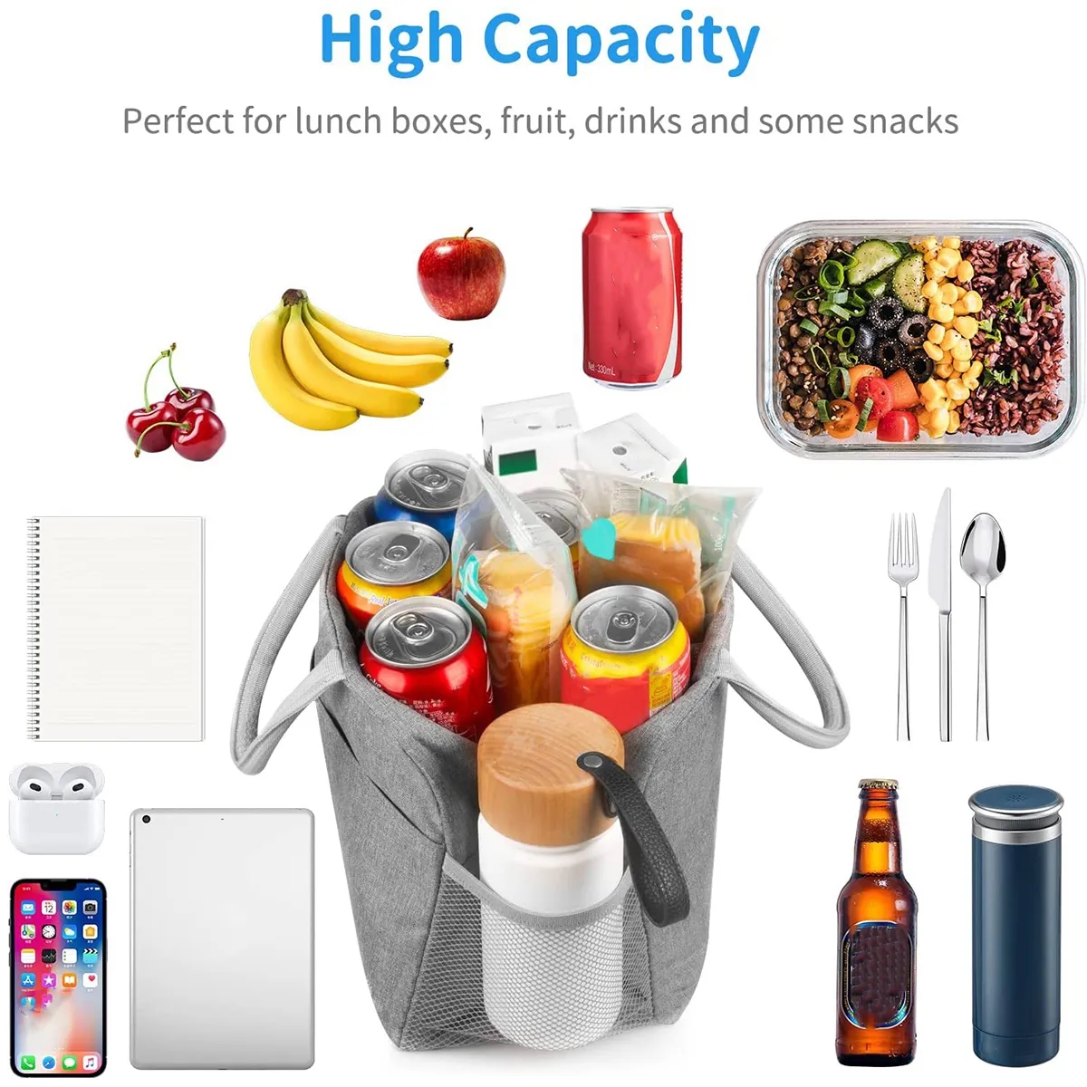 Custom Reusable Leakproof Insulated Lunch Tote Cooler Bag 5