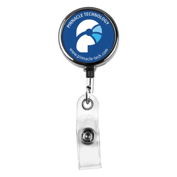 30" Cord Gunmetal Colored Solid Metal Retractable Badge Reel and Badge Holder with Full Color Vinyl 1