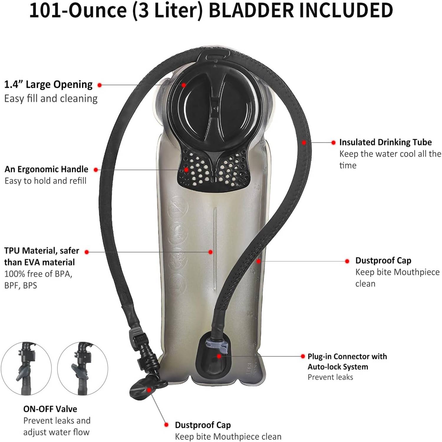 Outdoor Tactical Hydration Backpack w/ 3L Water Bladder 7