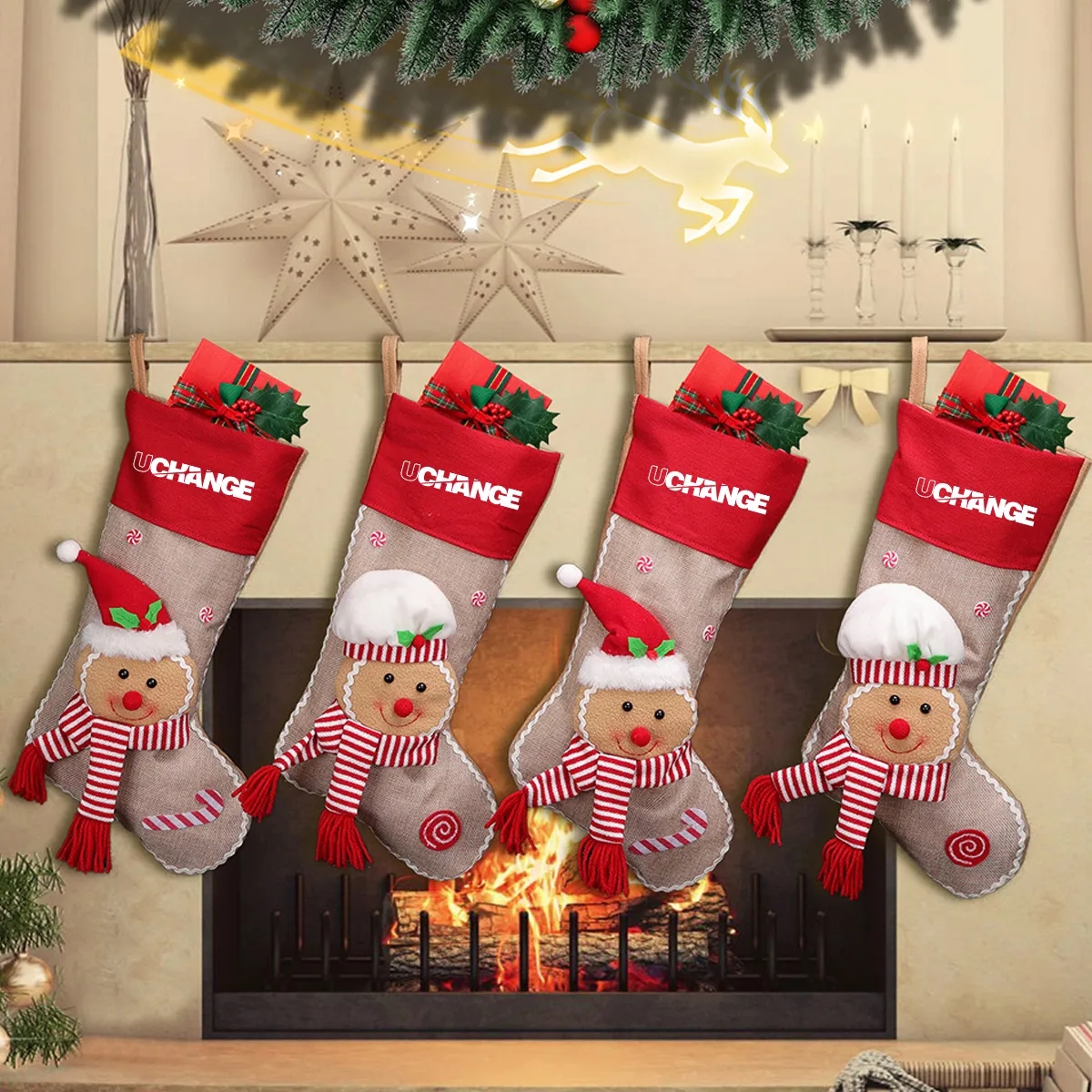 Gingerbread Applique Christmas Stocking 5