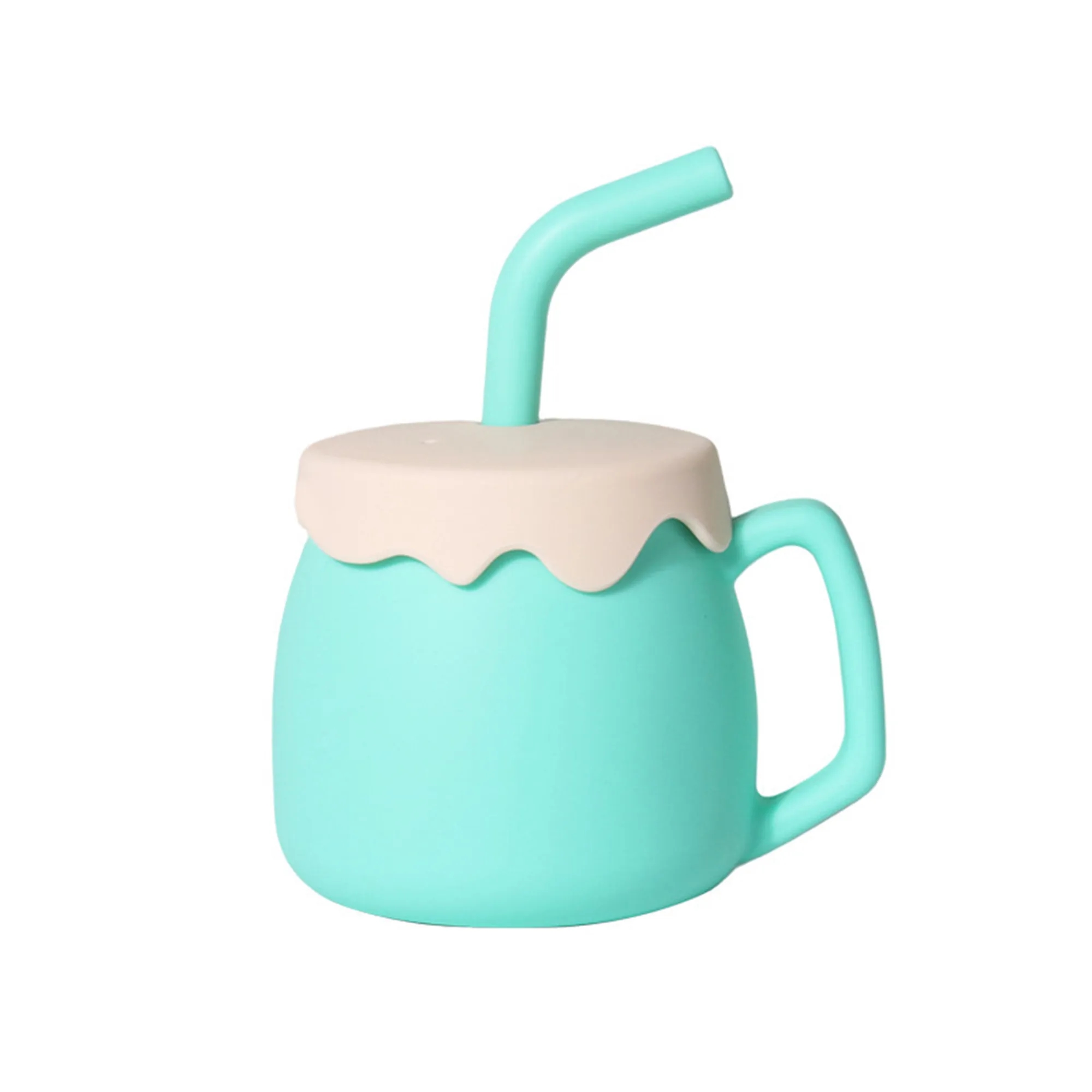 Food Grade Baby Silicone Straw Cup MOQ 20pcs 16