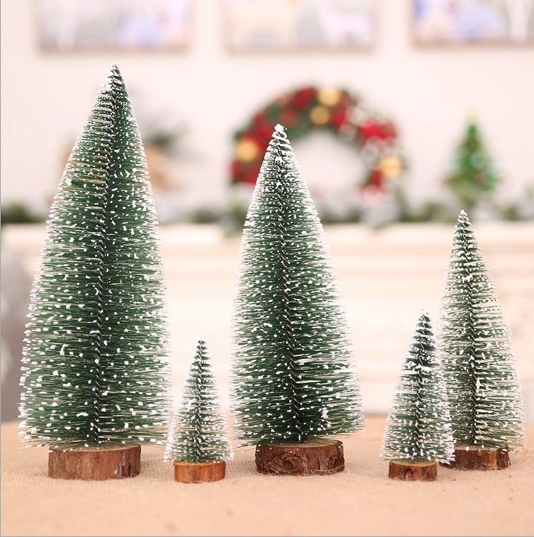 4'' Frosted Tree with Wood Look Base 3