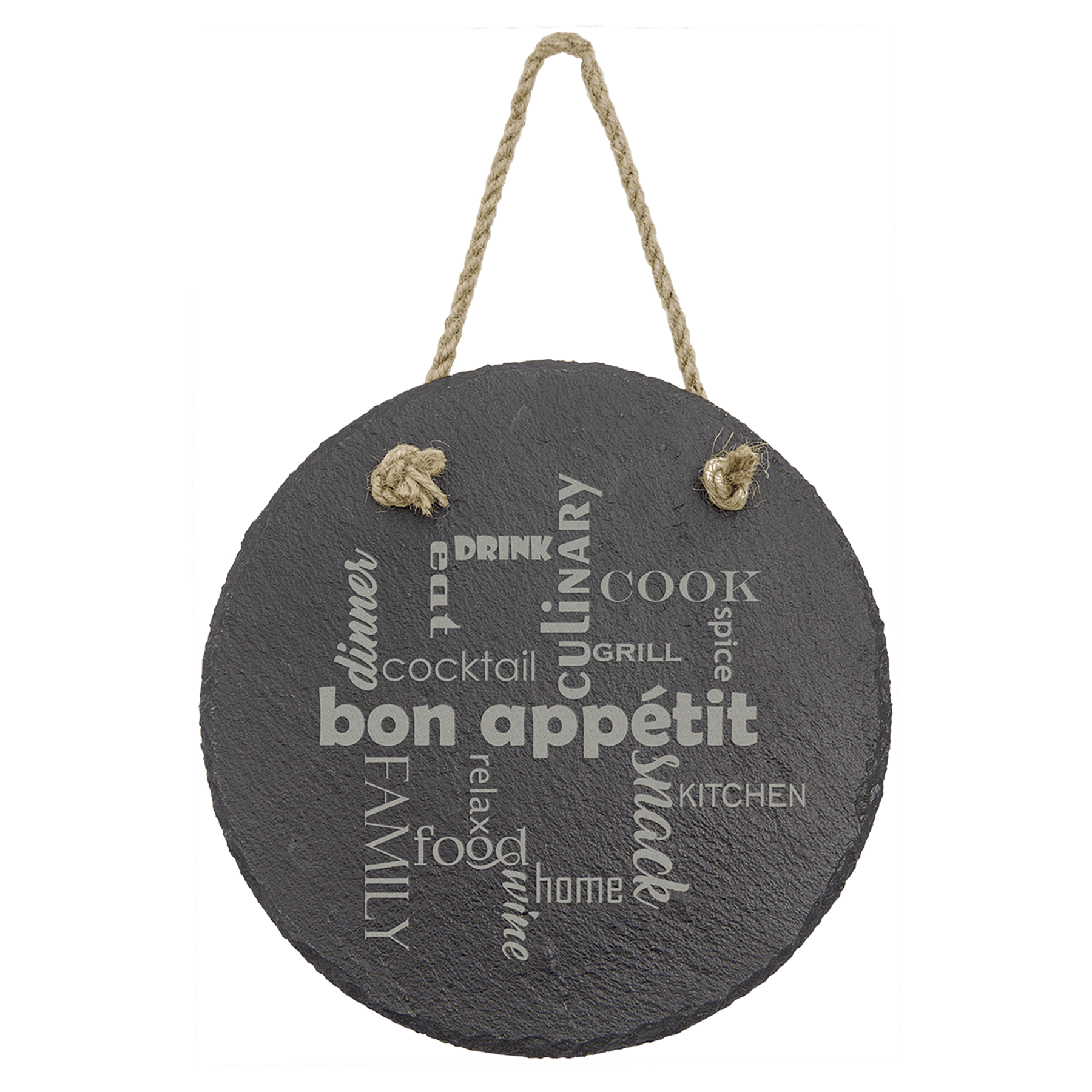 7" Round Slate Decor with Hanger String 1