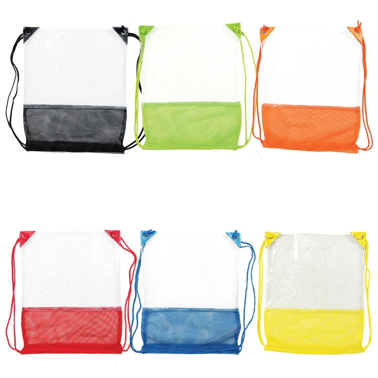 The Clear Vinyl/Mesh Drawstring Backpack 4