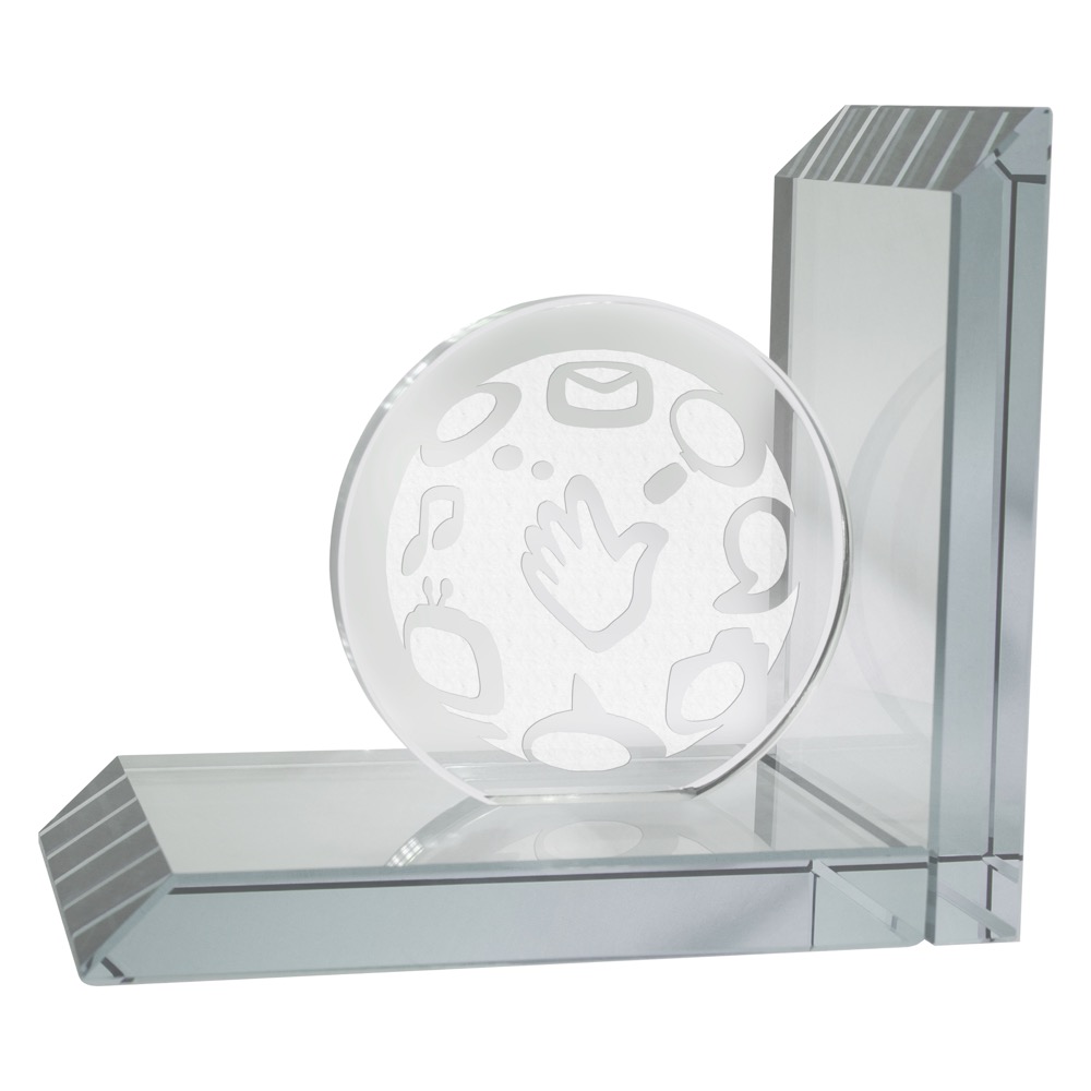 Pair of Clear Crystal Image Bookends 3