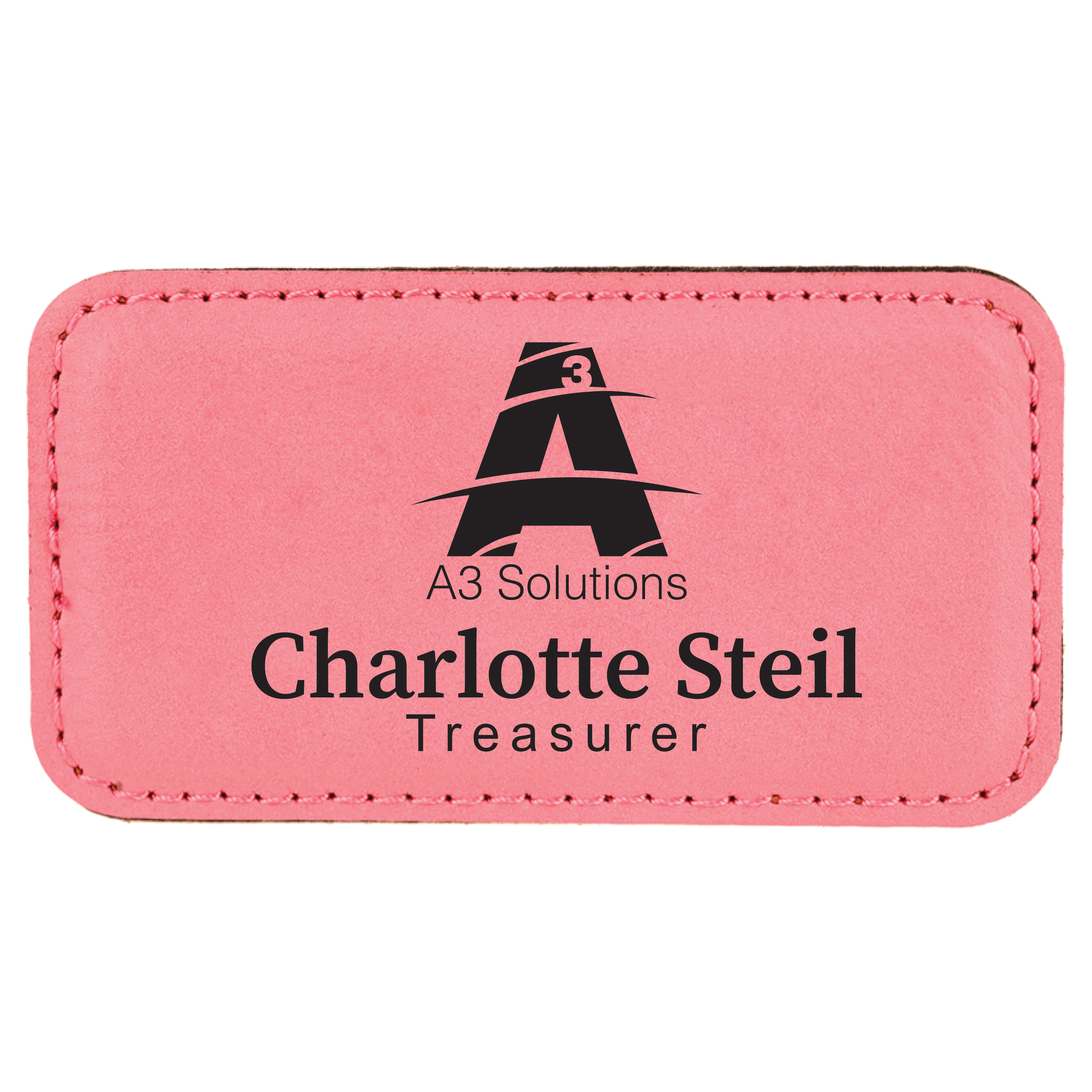 Laser Engraved Stitched Leatherette Badge (1.75"X3.25") Rectangle