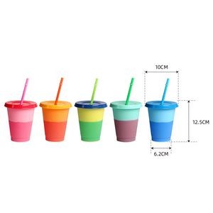 Handy 16oz Plastic Color Changing Cup With Straw 12