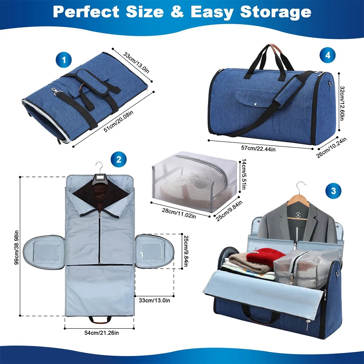 4 in 1 Hanging Suit Convertible Travel Carry on Garment Bag 4