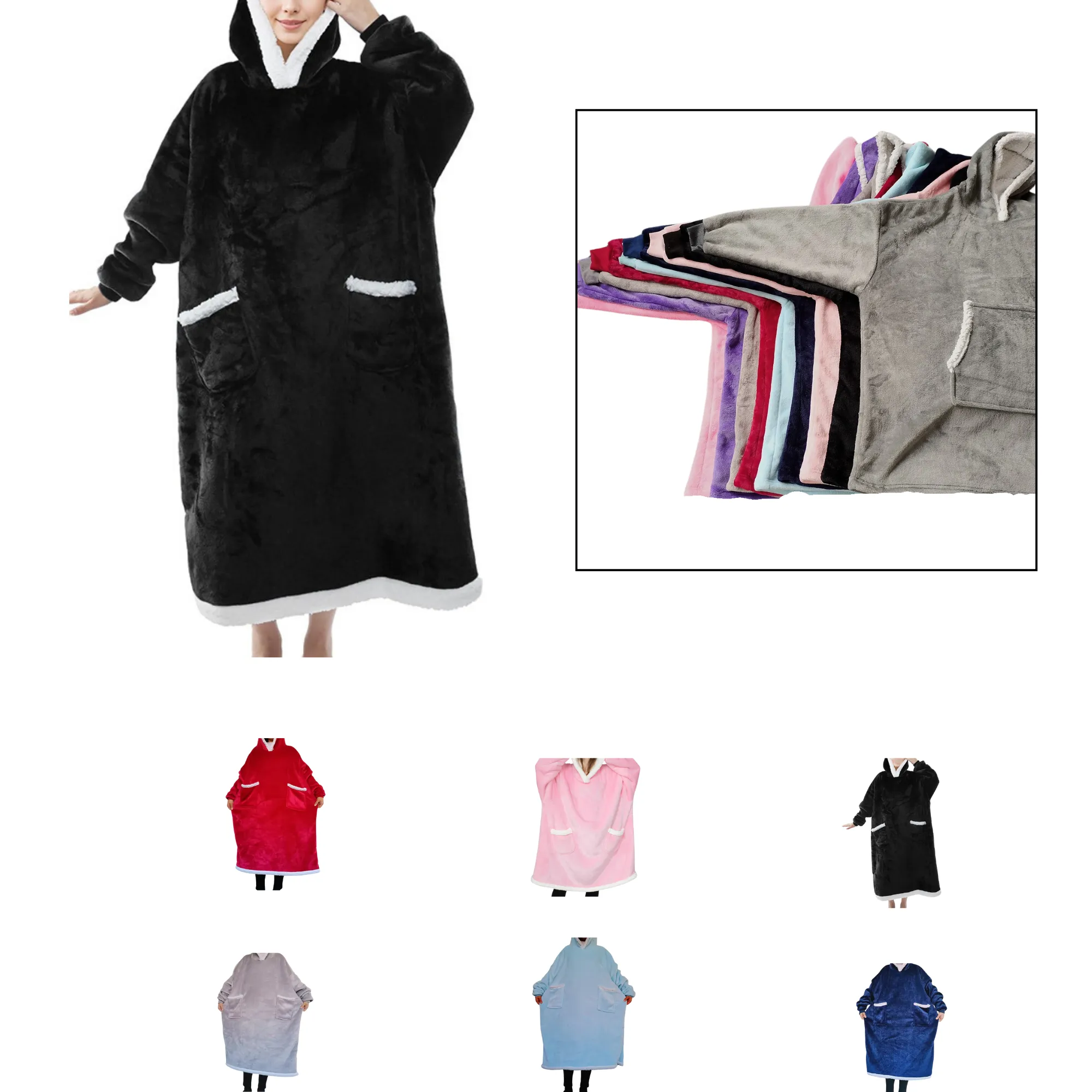 Oversized Sherpa Hoodie Blanket, custom hoodie or sweatshirt with logo imprint 2