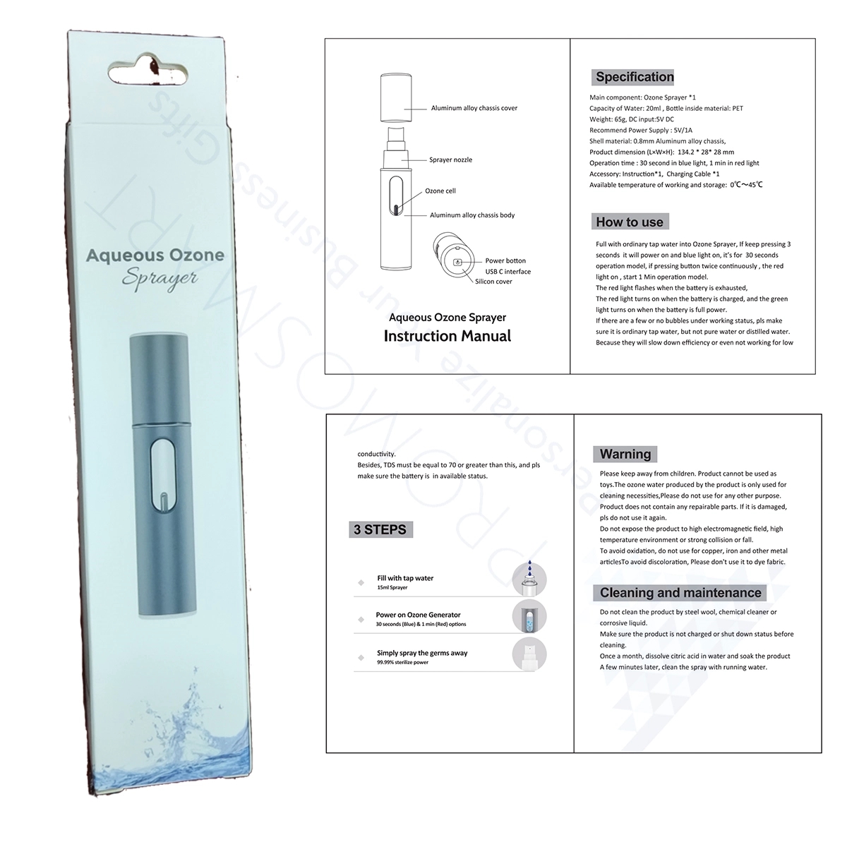 3-in-1 Multipurpose Cleaner Aqueous Ozone Sprayer 2