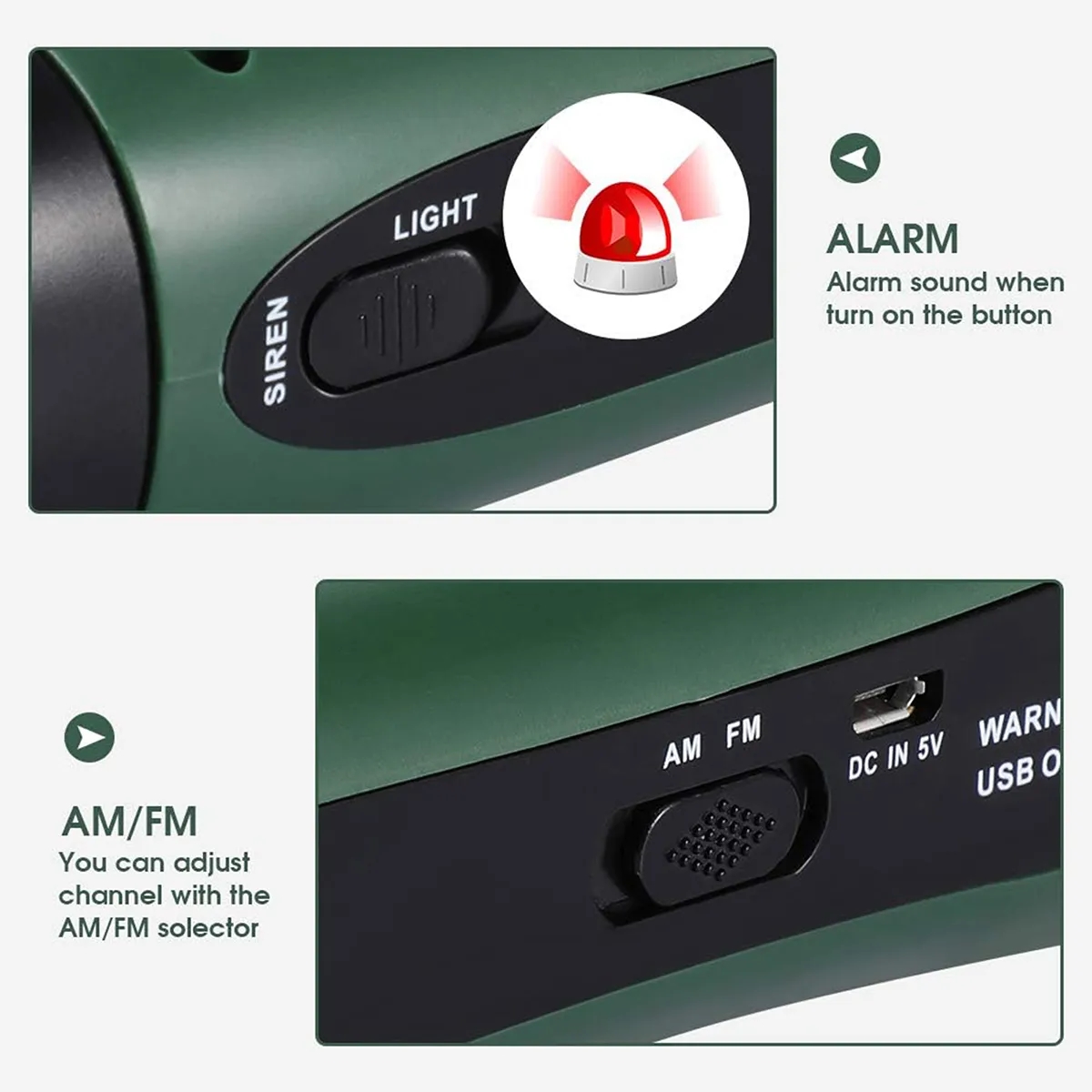 Portable Hand Crank Travel Camping LED Flashlight Radio 3