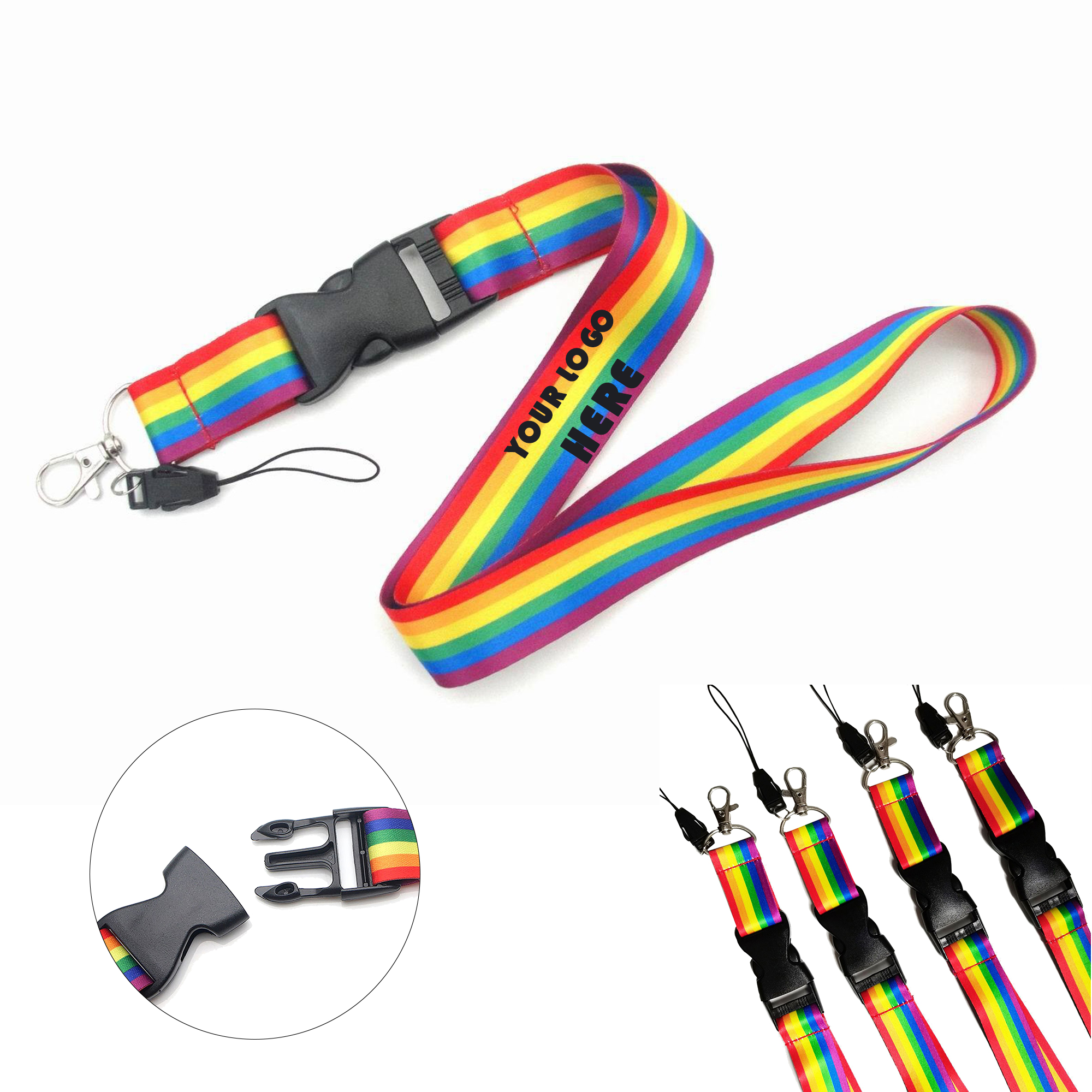 Multi-Function Rainbow ID Strap Phone Key Card Lanyard 4