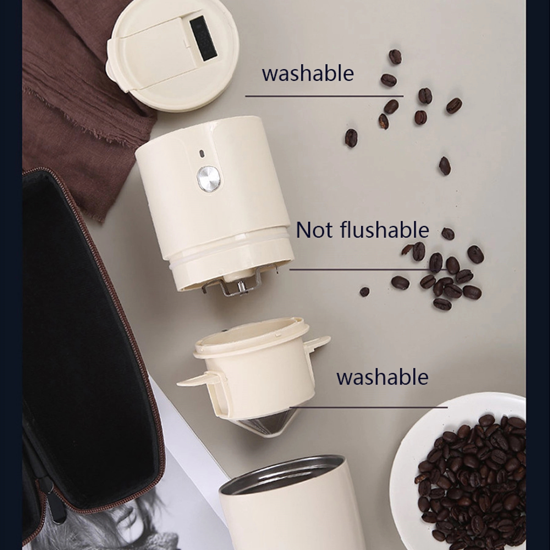 5 In 1 Coffee Grinder Filter Thermos Tumbler 3