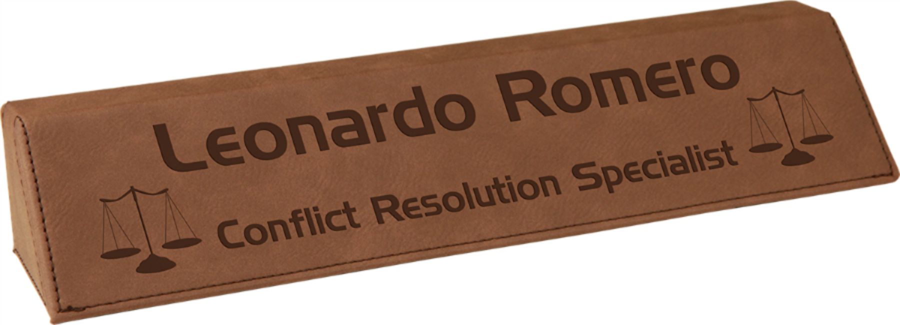 10-3/4" Custom Laser Engraved Leatherette Desk Wedge