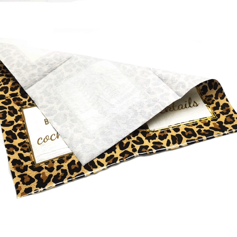 Custom Gold Foil Cheetah Print Paper Napkins 5