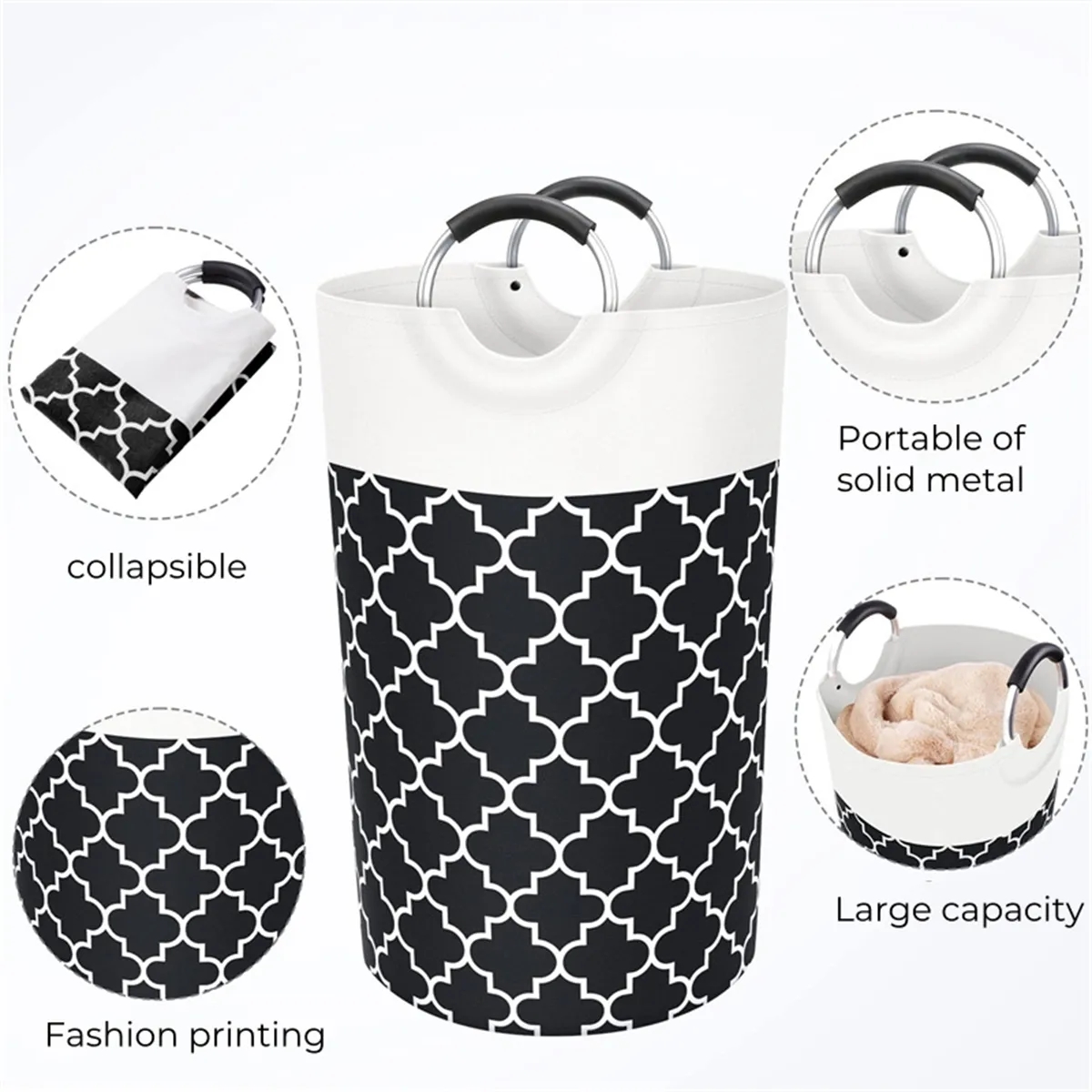 85L Laundry Basket Clothes Hamper Collapsible With Handles 6