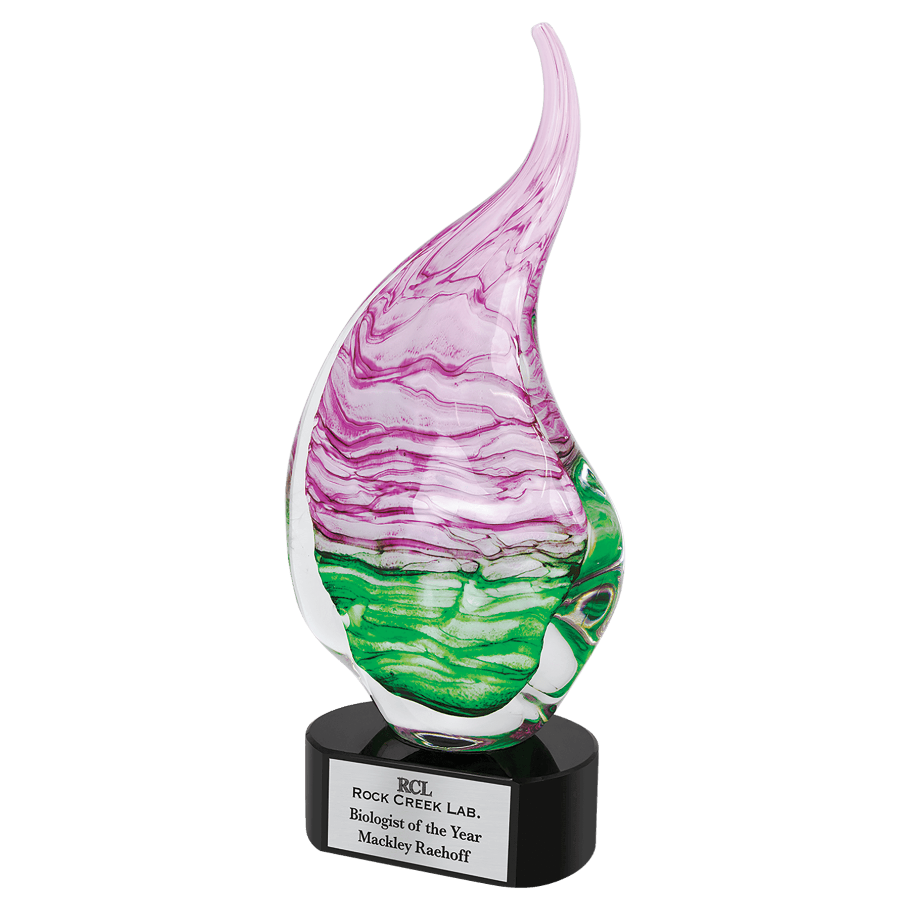 15.5" Pink/Green Art Glass 2