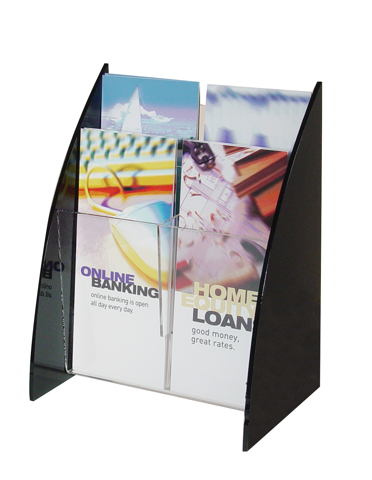 Countertop Brochure Hlder with Curved Sides 2-Tier 4-Pocket