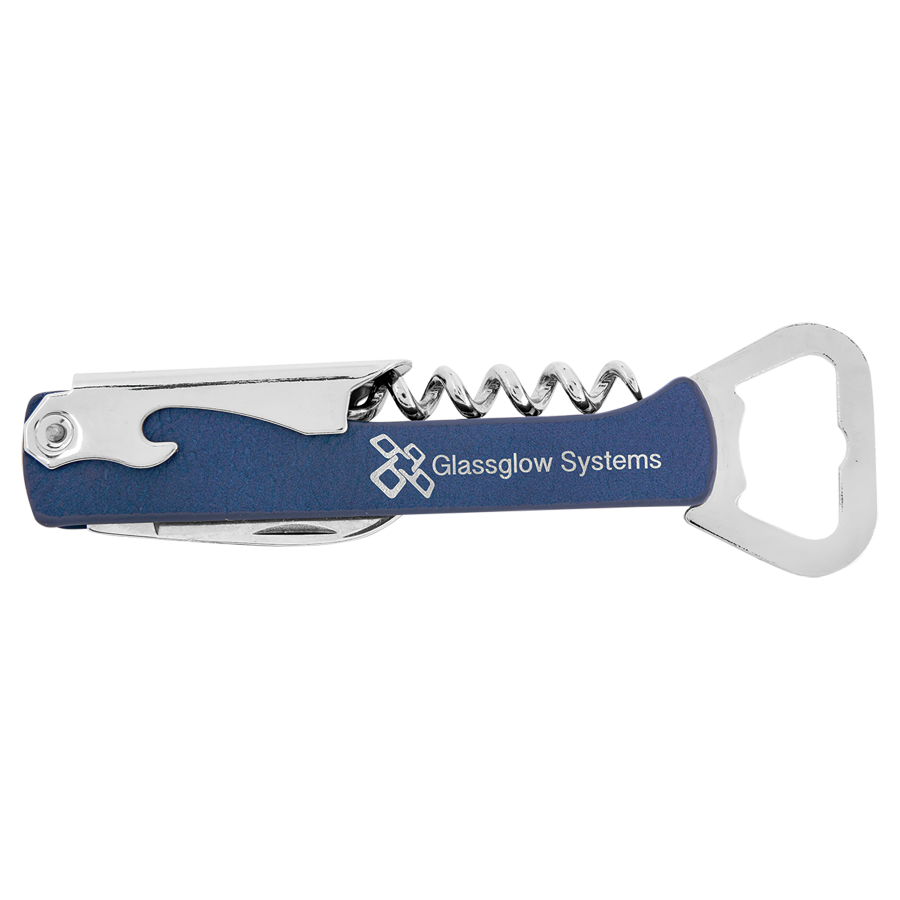 Blue/Silver Leatherette Wine Bottle Opener 2