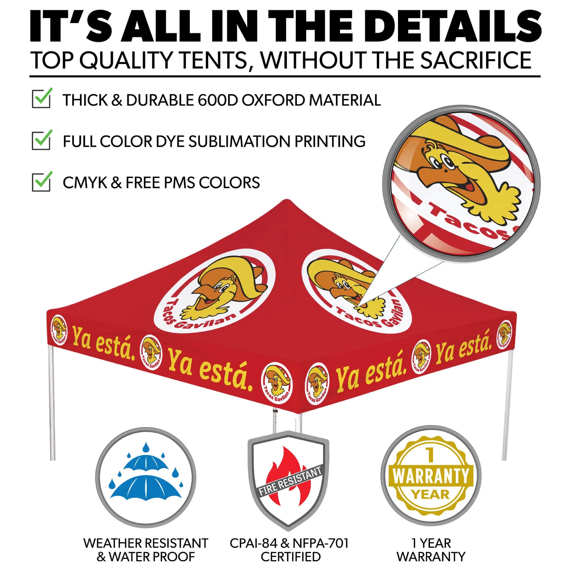 10ft x 10ft Custom Canopy Tent - Everyday Gold Package 5