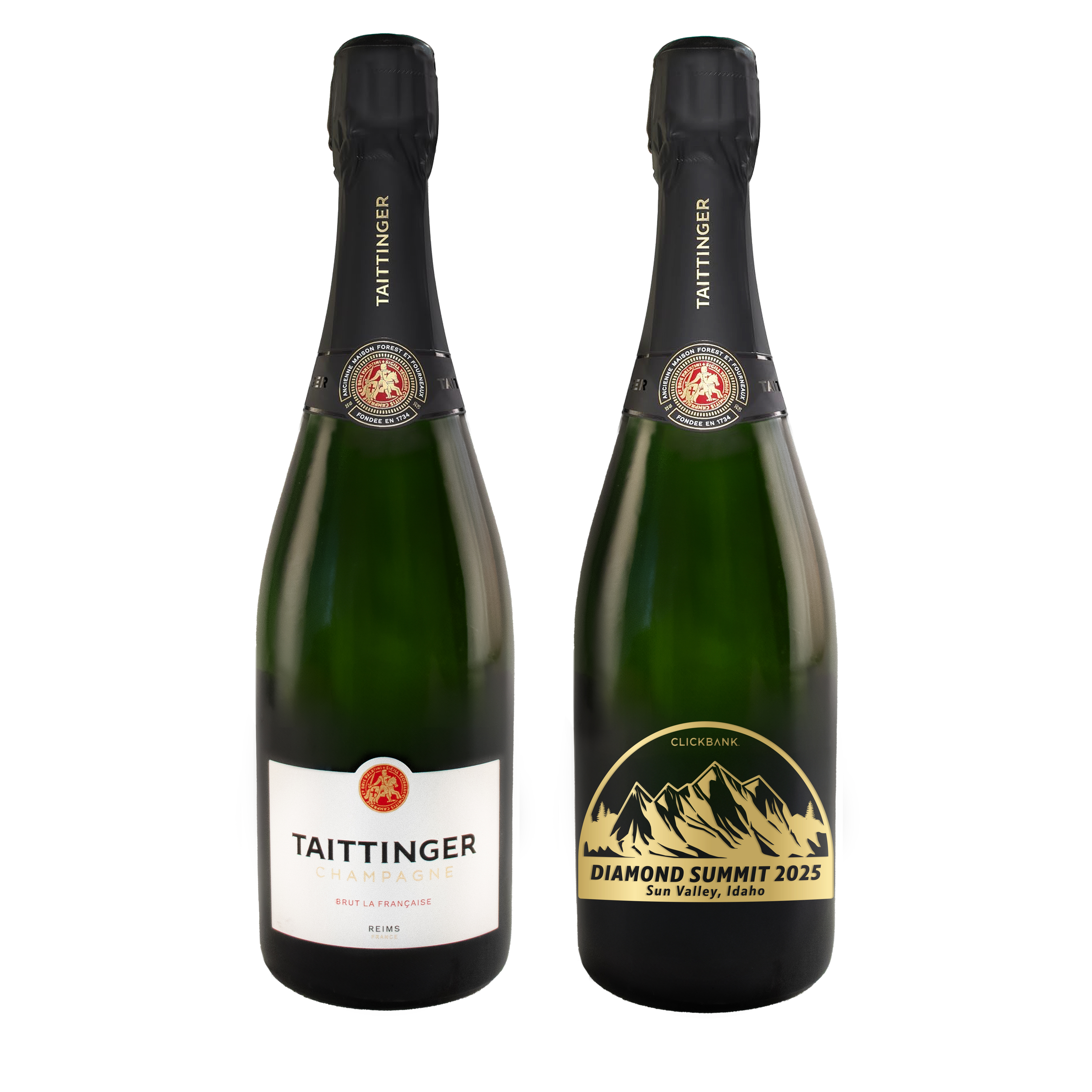 Etched Taittinger Brut La Française Champagne Bottle 3