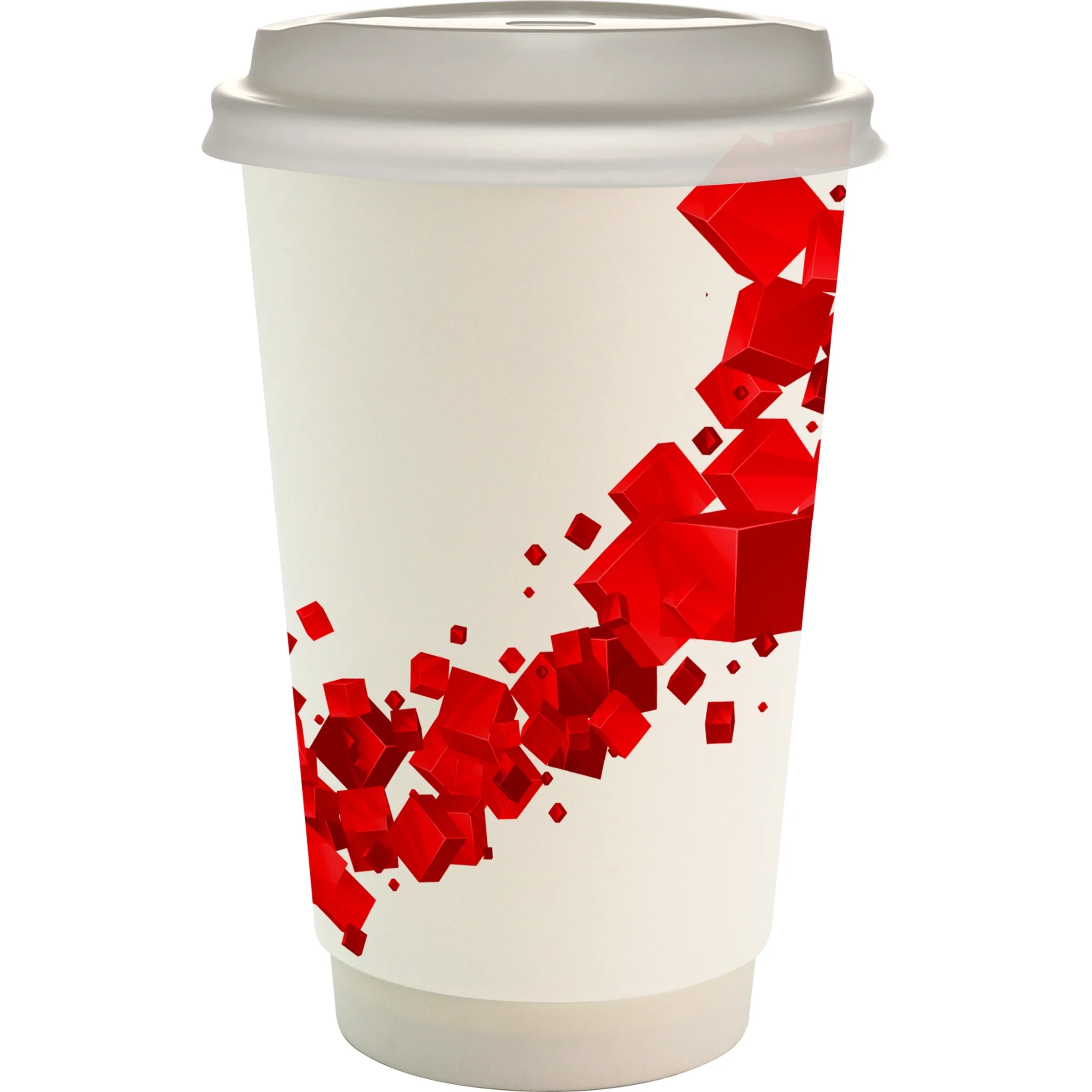 16 oz. Full Color Floating Cube Paper Cup With Lid 20