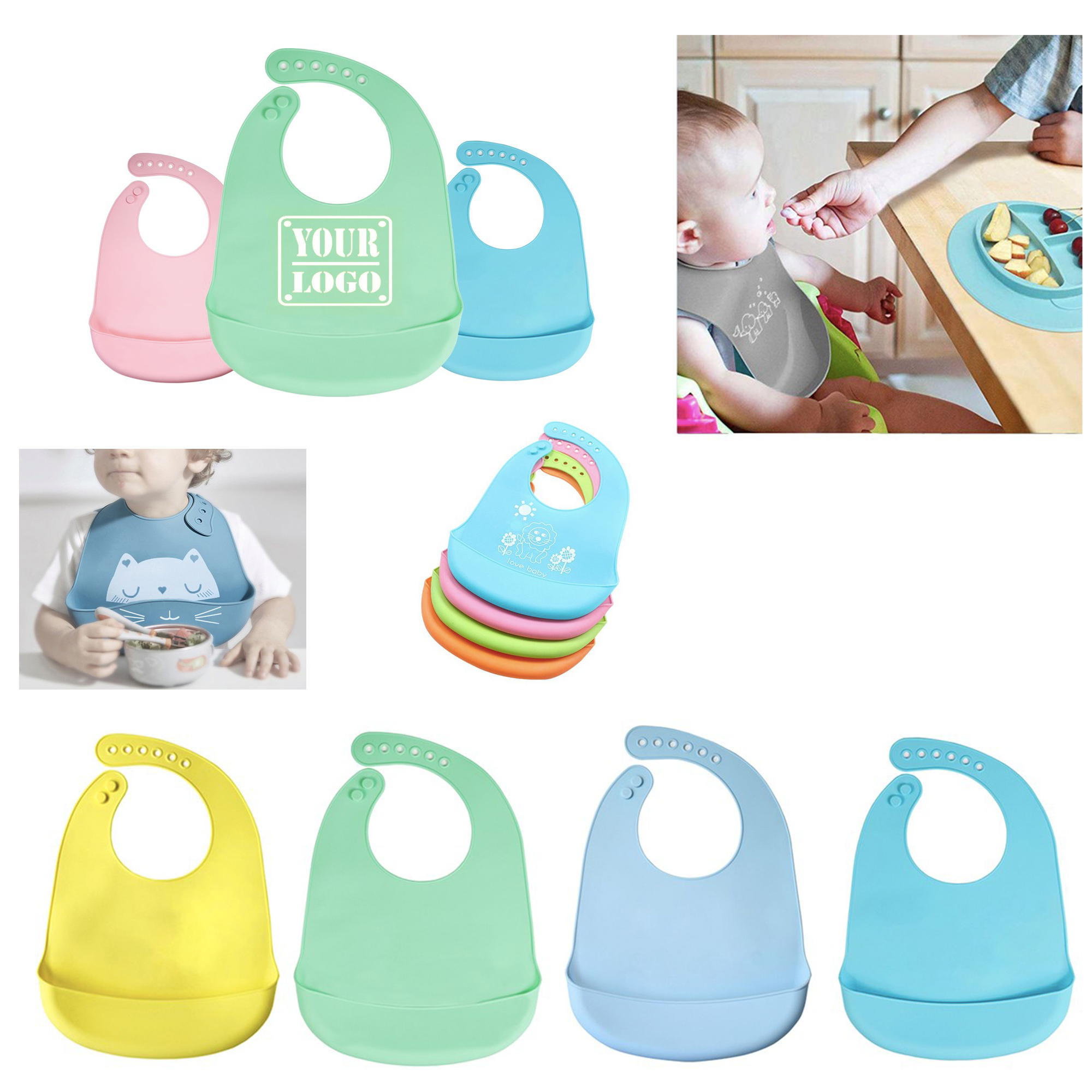 Silicone Baby Bibs with Food Catcher Pocket 2