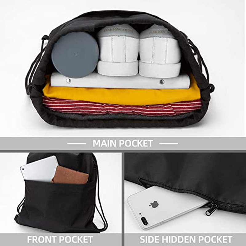 Drawstring Backpack with pocket 7