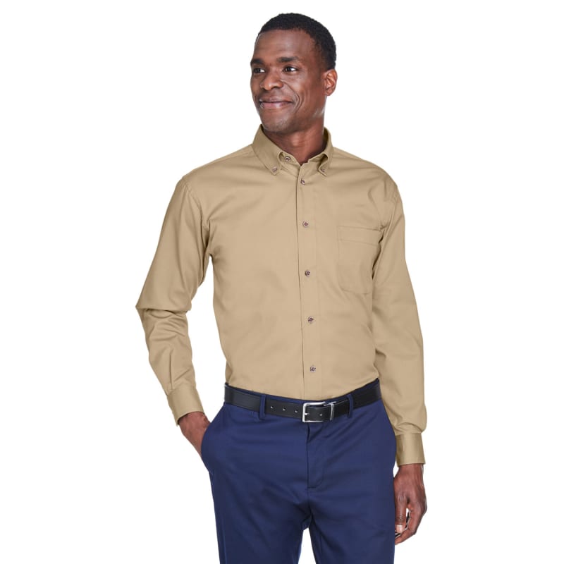 Harriton Men's Tall Easy Blend™ Long-Sleeve Twill Shirt With Stain-Release 3