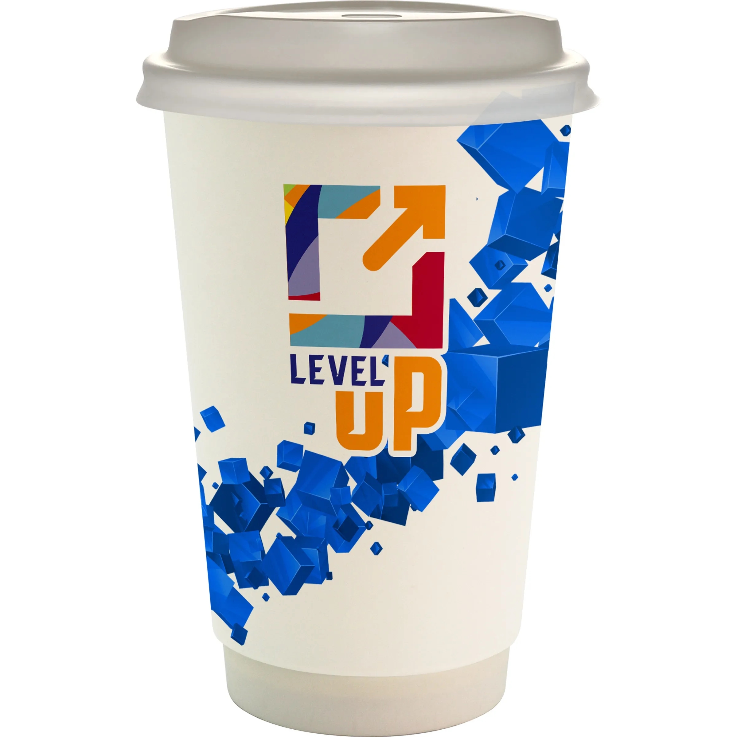 16 oz. Full Color Floating Cube Paper Cup With Lid 15