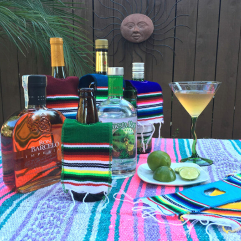 Beer Bottle Serape Ponchos, custom koozie with logo imprint 4