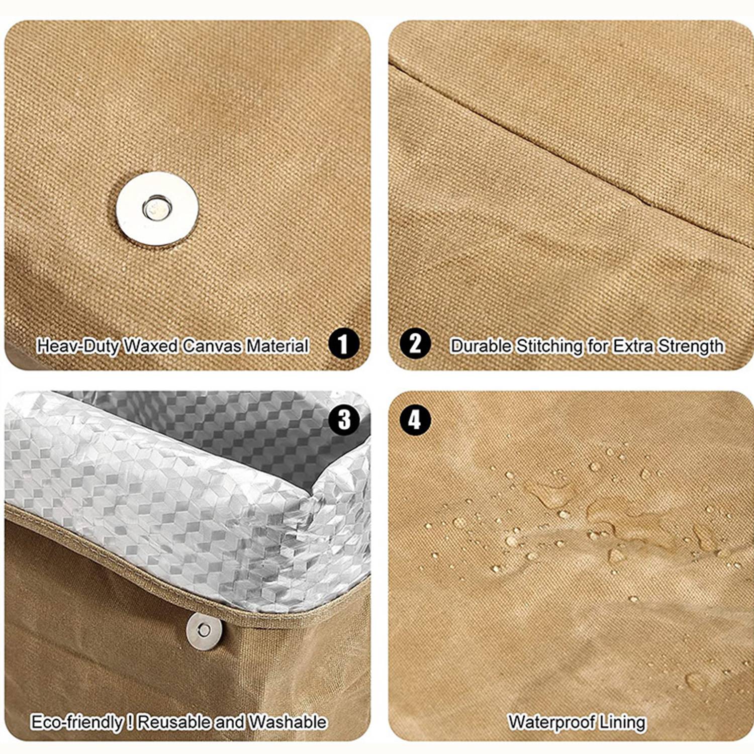 Oil Wax Canvas Lunch Insulation Bag 3