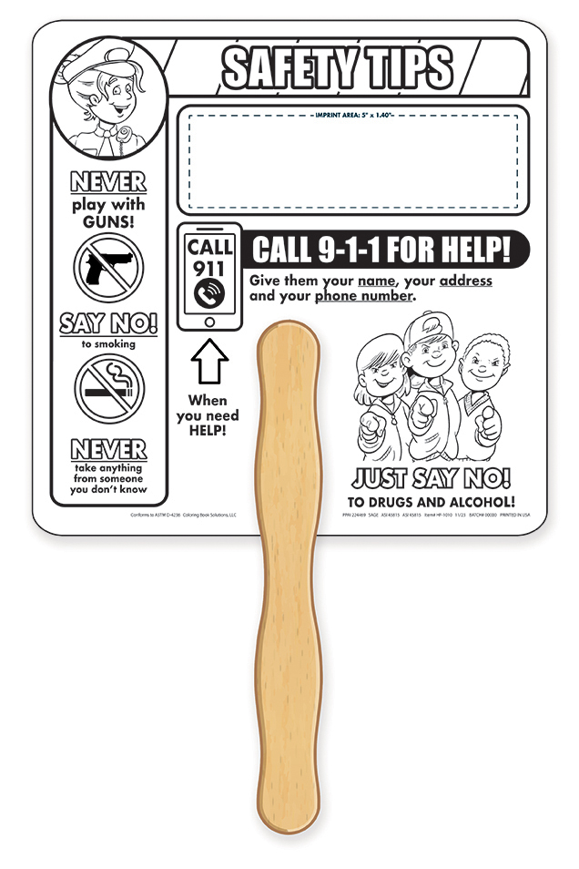 HAND FANS - Crime Prevention Coloring Hand Fan 4