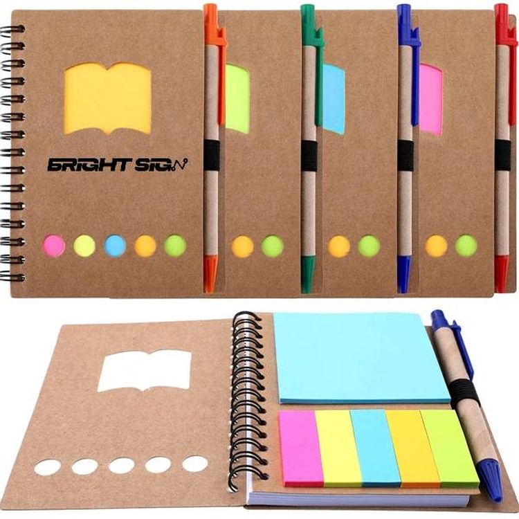 Spiral Notebook with Pen In Holder and Tabs 1